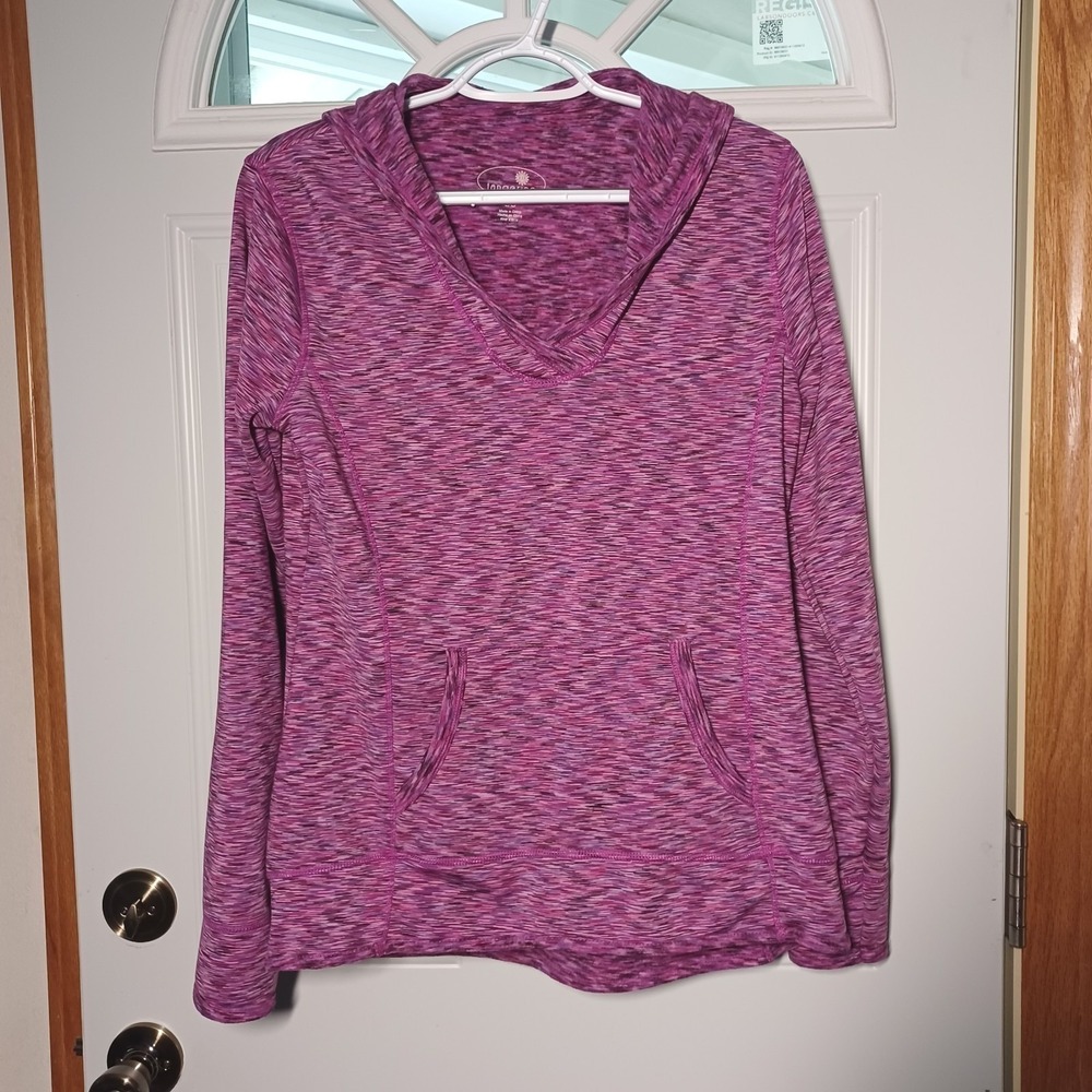Tangerine Women's Knit Kangaroo Pouch Purple Pink Black Long Sleeve Hoodie Sz L